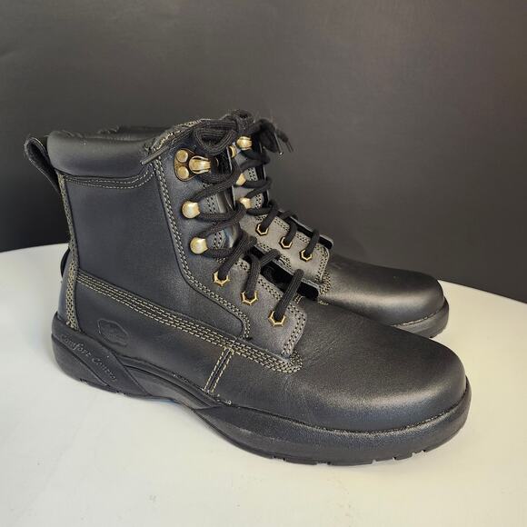 Dr Comfort Mens Leather Boss Black Work Boots #9510 Sz 10W Goth Biker Military main image 7